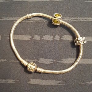 Pandora bracelets with two charms.